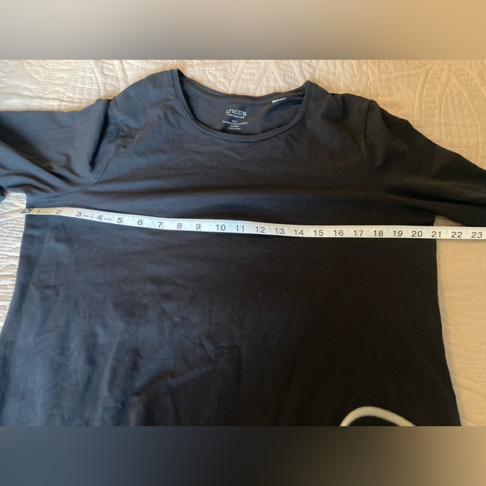 CHICO'S True Color Tees Shirt Size 2 Womens Large Solid Black 3/4 Sleeve - Picture 7 of 7